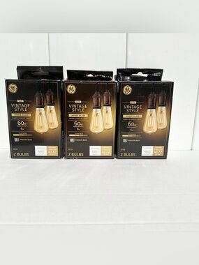 3-2pk GE Led Vintage Style St19 6w 560LM 2150K Medium Base Amber Glass